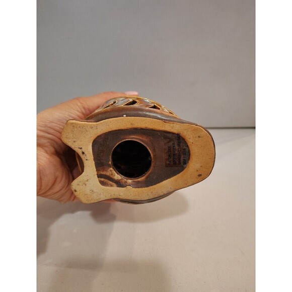 Owl Ceramic Gray & Brown Glazed Incense Tea Light Candle Holder 5 1/2" - Picture 9 of 10